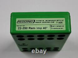 71406 Redding Type-s Neck Bushing Sizing Die 22-250 Rem Imp 40 Brand New