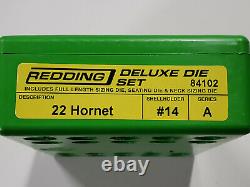 84102 Redding 3-die Deluxe (full Length/neck) Die Set 22 Hornet New