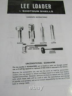 RARE FIND LEE LOADER 12 Ga. Gauge 2 3/4 Shell Complete RELOADING TOOL