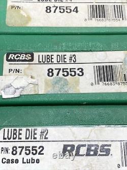 RCBS Lube Die #1 MNP 87551 #2 MNP 87552 #3 MNP 87443 #4, MPN 87554 Lot Of 4 RCBS