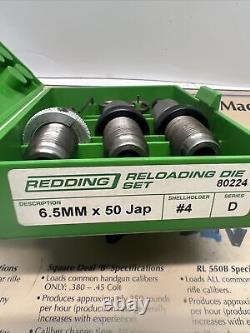 REDDING 6.5x50 JAPANESE 2 DIES SET & RCBS 30 HMSA SIZER 9& 11 SH C -DESCRIPTION