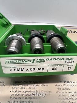 REDDING 6.5x50 JAPANESE 2 DIES SET & RCBS 30 HMSA SIZER 9& 11 SH C -DESCRIPTION