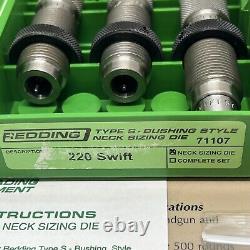 Redding Type S Bushing Style Neck Sizing Dies Set Of 3 # 71107 Nos