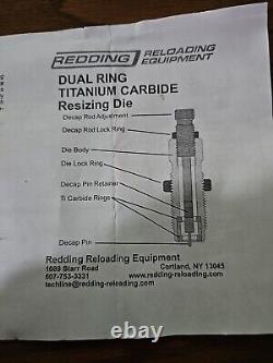 Redding reloading die 95191 45 colt dual ring carbide new in box